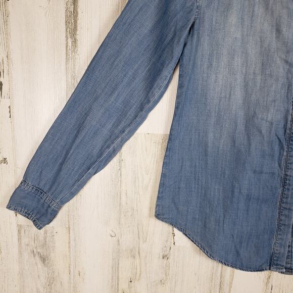 Staring At Stars Urban Outfitters Chambray Denim Embroidered Top Women's Small - Picture 4 of 16